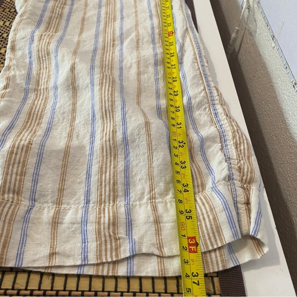 L.L. Bean Linen Pants Women's Size 16 Petite Beige Striped‎ Straight Leg Casual - Picture 10 of 11